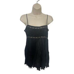 EXPRESS DESIGN STUDIO Women's XS Black Pleated Sequin 100% Silk Sheer Top $59.50